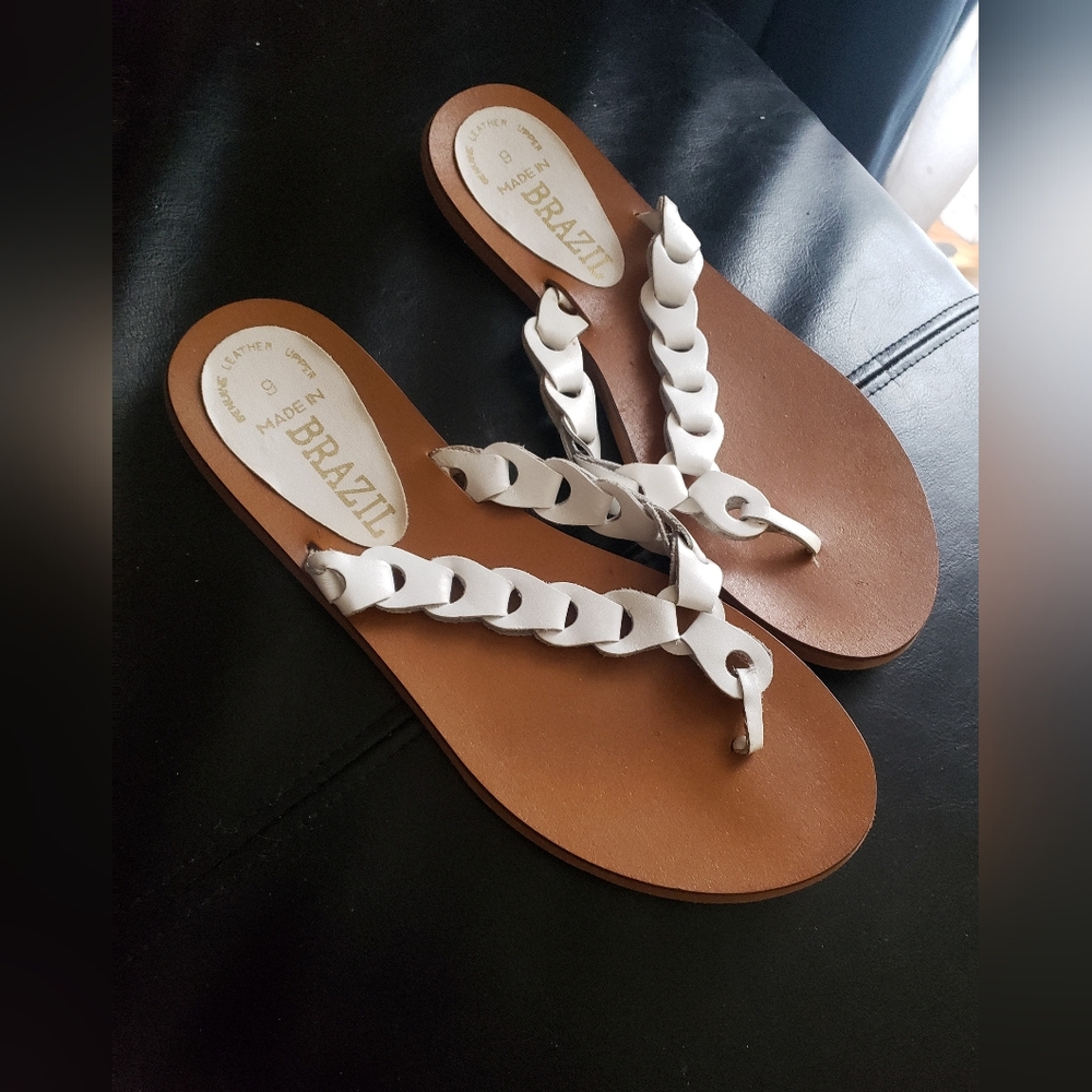 Free With A Bundle Leather Made In Brazil Stylish White Sandals